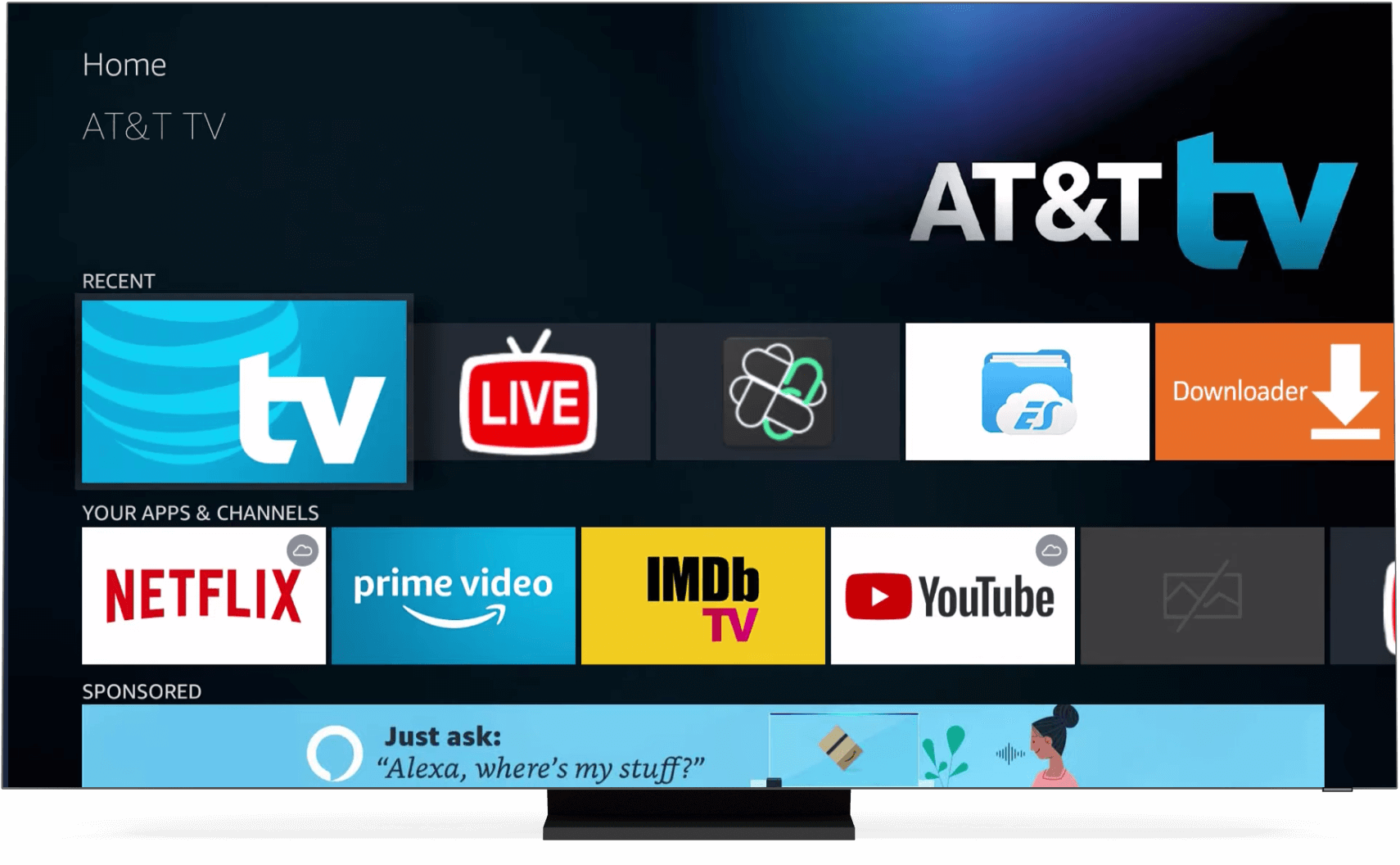 Schermata iniziale di AT&T visualizzata sul monitor di un computer.